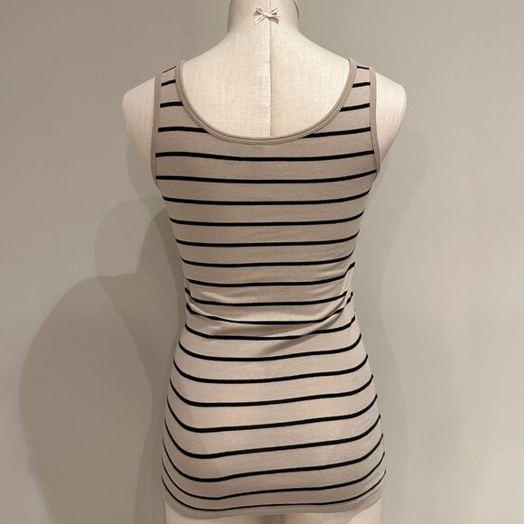 Cynthia Rowley Tank Top Beige Womens Size M Striped - Picture 3 of 6